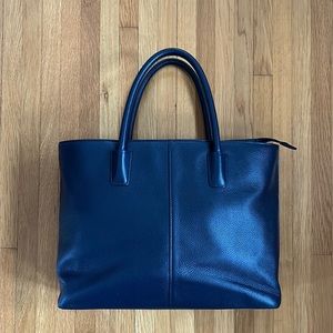Onna Ehrlich Navy pebbled leather Jackie Tote Bag, Great for work or everyday!